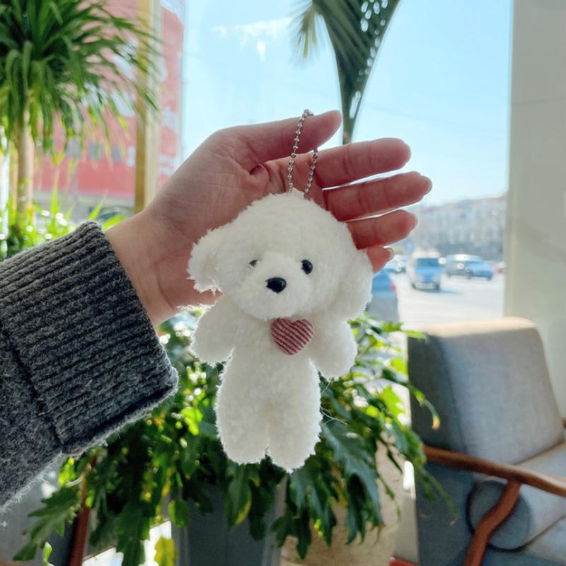 1ks krásný měkký plyšový medvídek klíčenka s roztomilým kresleným přívěskem na klíče