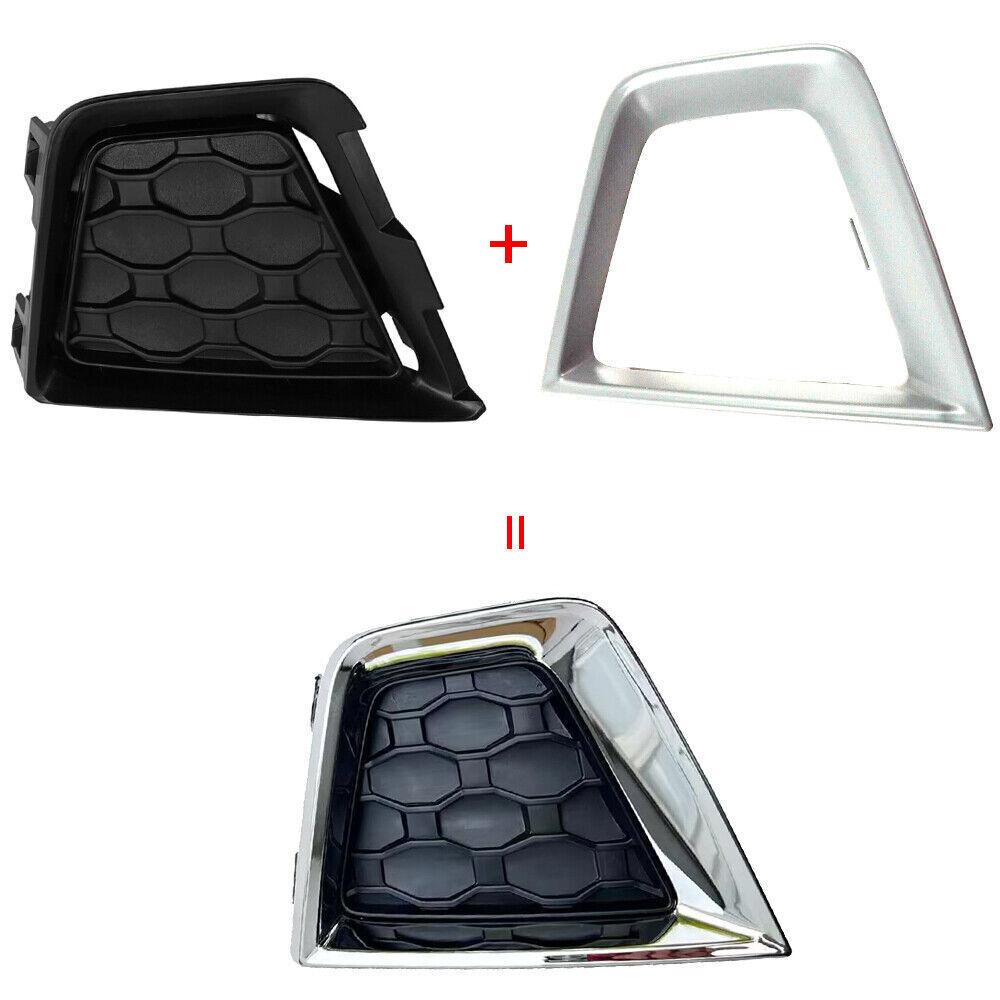 For 2019-2022 Jeep Renegade Left & Right Fog Light Cover Black with Chrome Trim