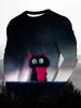 Funny animal design retro men 3D printing street casual daily gray longsleeved round neck shirt spring and autumn clothing