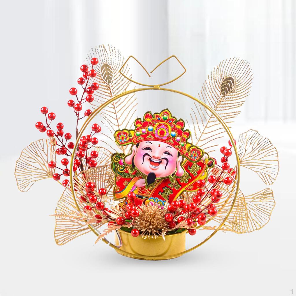 Chinese Year Ornaments Desk Night Light Lighted Artificial Potted Flower for Wedding