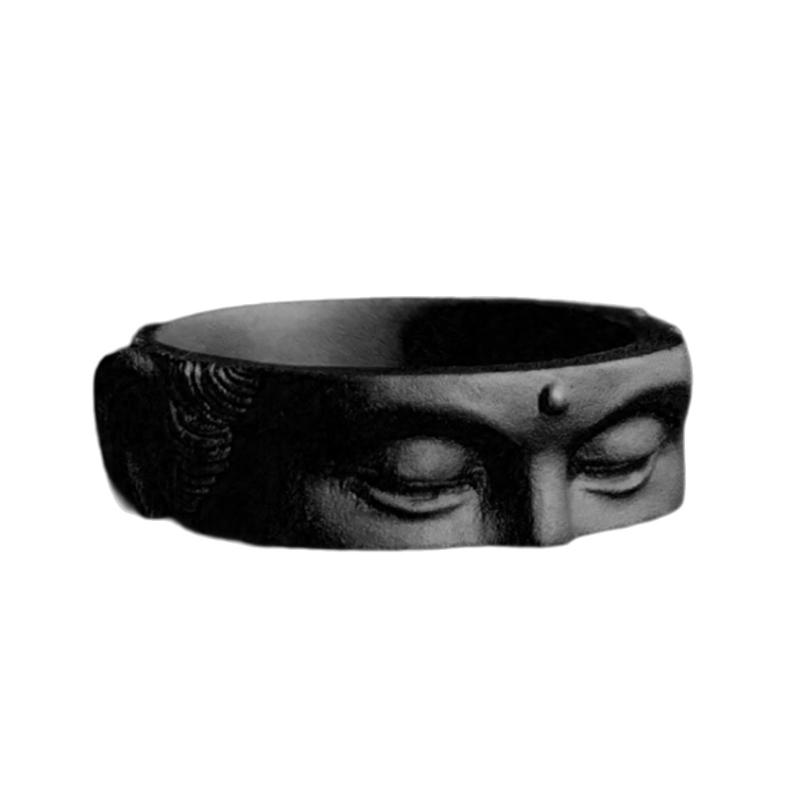 

Allergy Free Rings Adjustable Buddhas Half Face Shaped Open Rings Buddhist Finger Rings Ornament Handmade Jewelry One Size чёрный