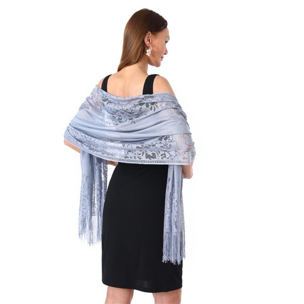 Solid Color Lace Shawl Hollow Tulle Shawl Wedding Accessories Fashion Scarf Cosplay