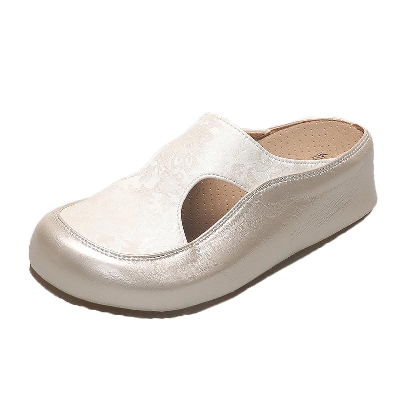 Small person, super high heel, hollow bag head, half slippers, women's summer wear muffin, thick sole to increase height, cool slippers, lazy shoes