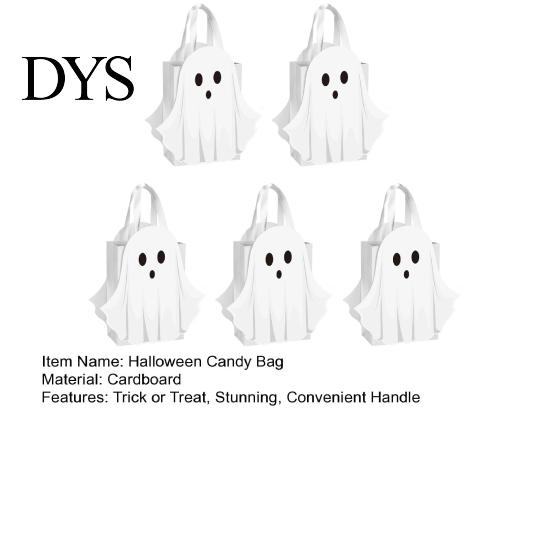 Foldable Trick or Treat Totes Halloween Ghost Cardboard Gift Bag, Cute Candy Goodie Bags Party Supplies for Children with Handle Birthday, Favors
