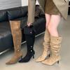 2025 Autumn and Winter New Pointed Thin Heel Boots Femininity Suede High Heel High Knight Boots Boots Boots Children
