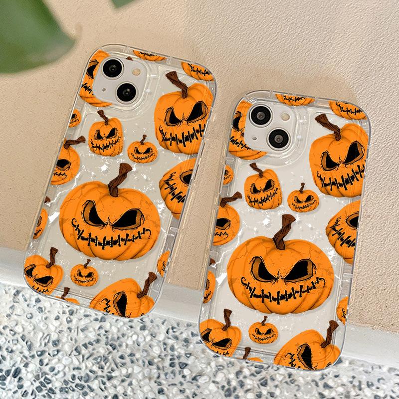 Halloween pumpkin is suitable for iPhone17 mobile phone case Apple 16Pro airbag 14/15 factory anti-drop 13 generation