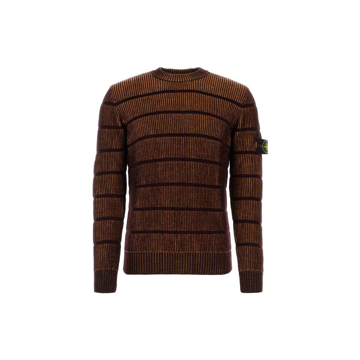 

Stone Island Полосатый трикотажный свитер с круглым вырезом и длинными рукавами Мужской свитер Коричневый 7915513D1-V0011 L