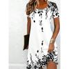 Women's Casual Floral Print Mini Dress Vintage O-neck Short Sleeve Fashionable Boho Casual Dresses