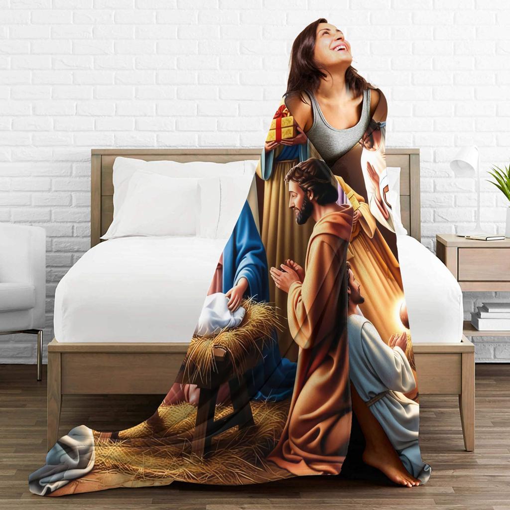 Christmas Story Jesus Is Born Blankets Quality Super Soft  Bedding Throws Winter Girls Boys Couch Chair Fluffy Bedspread