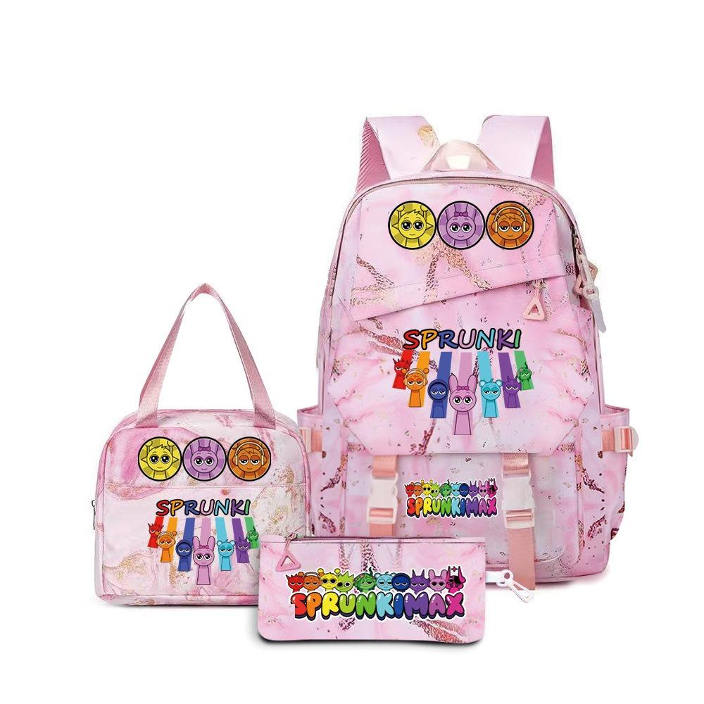 SprunkiPlush Rhythm Box School Bag Student Large Capacity Storage Backpack Backpack Three-piece Set L