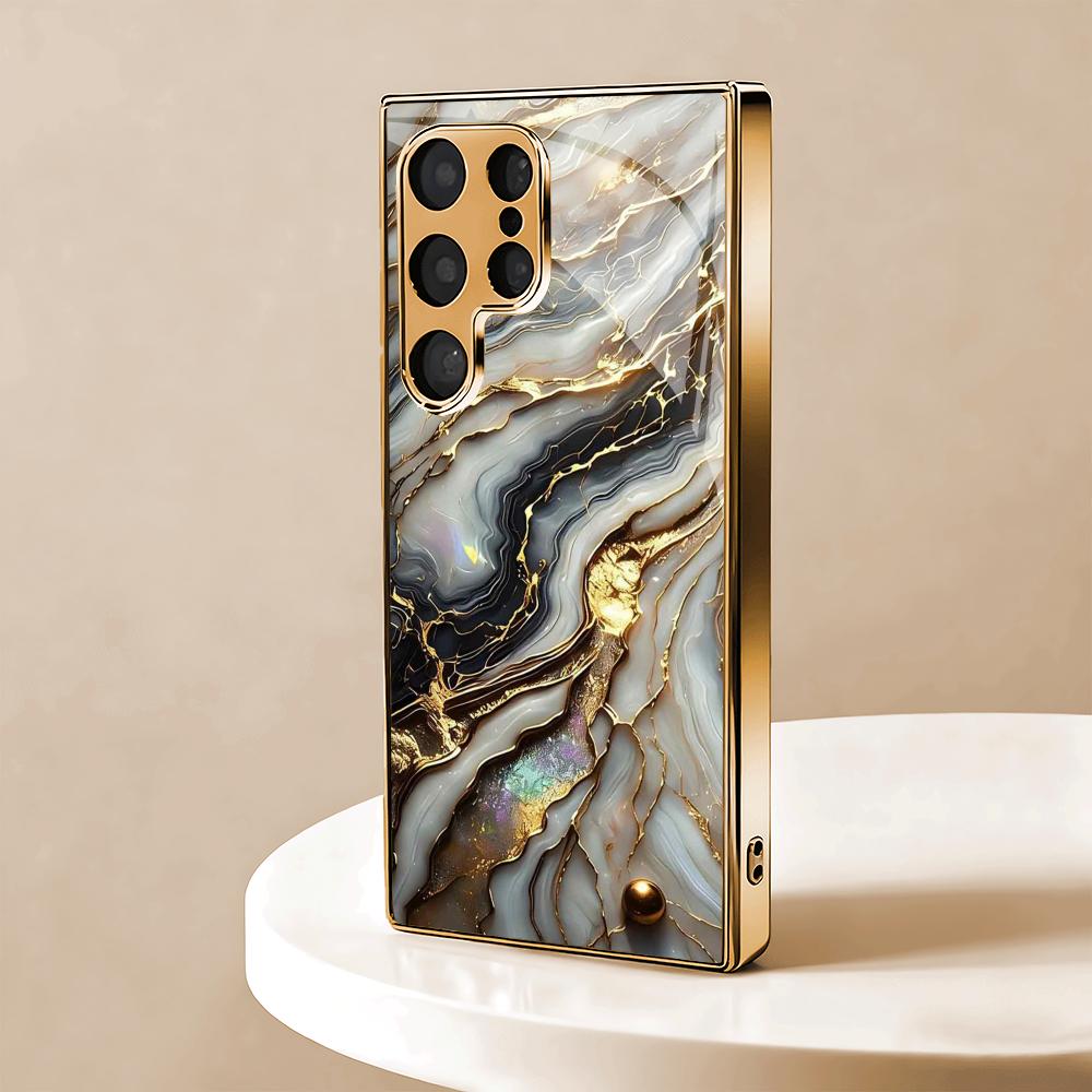 Creative Texture Design Electroplated Glass Phone Case Suitable for Samsung Galaxy S26 S25 S24 S22 S21 S20 FE/Ultra/Plus