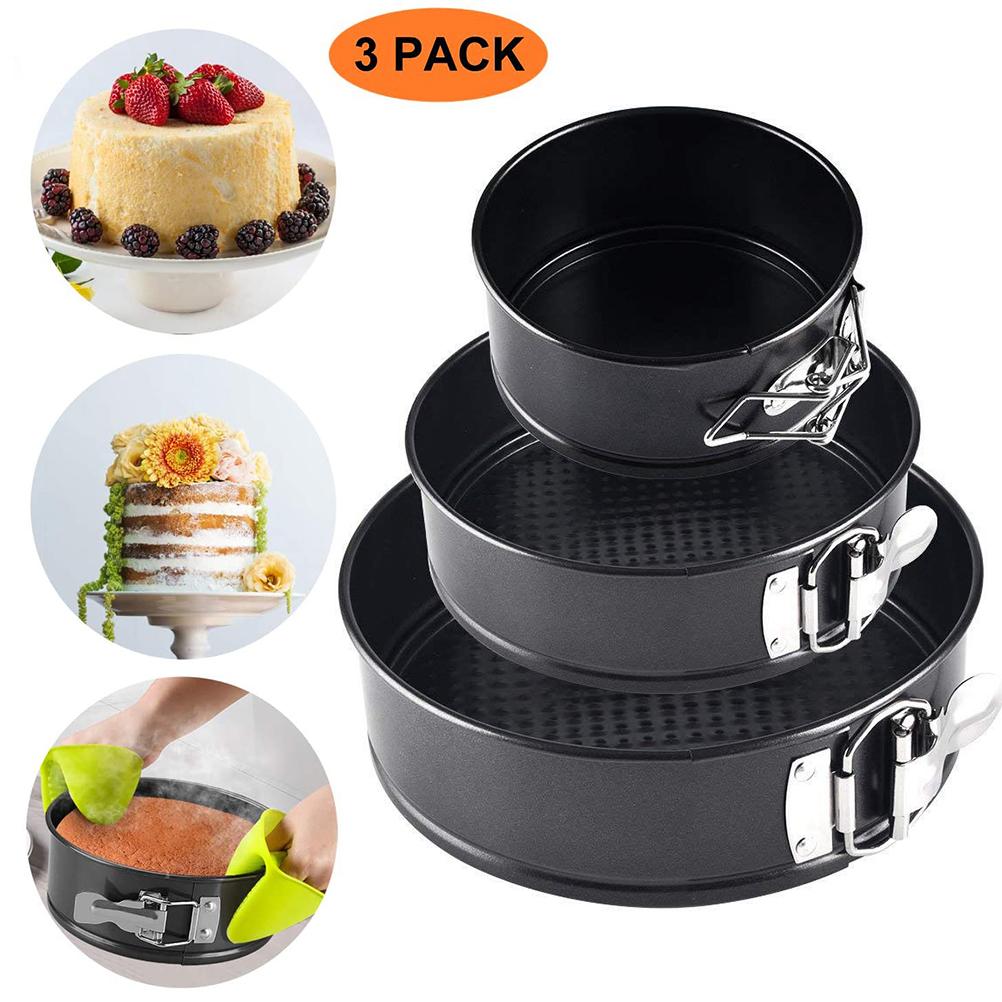 3Pcs Cake Tins Round Springform Cake Tin Set Flat Base Cake Tins Leak Proof Round Baking Tins