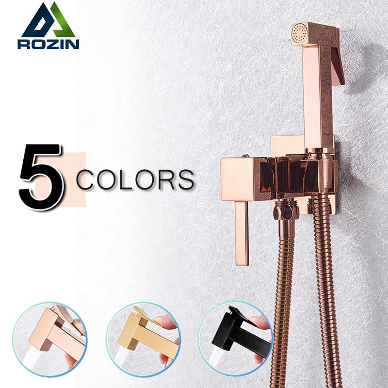Rose Gold Bidet Shower Faucet Douche Bidet Faucet Muslim Ducha Higienica Hot Cold Water Mixer Tap Toilet Bidet Shower
