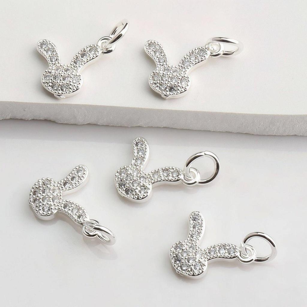 Pozlacený 14K zlatem přívěsek králíka se zirkony pro DIY náramky a náhrdelníky