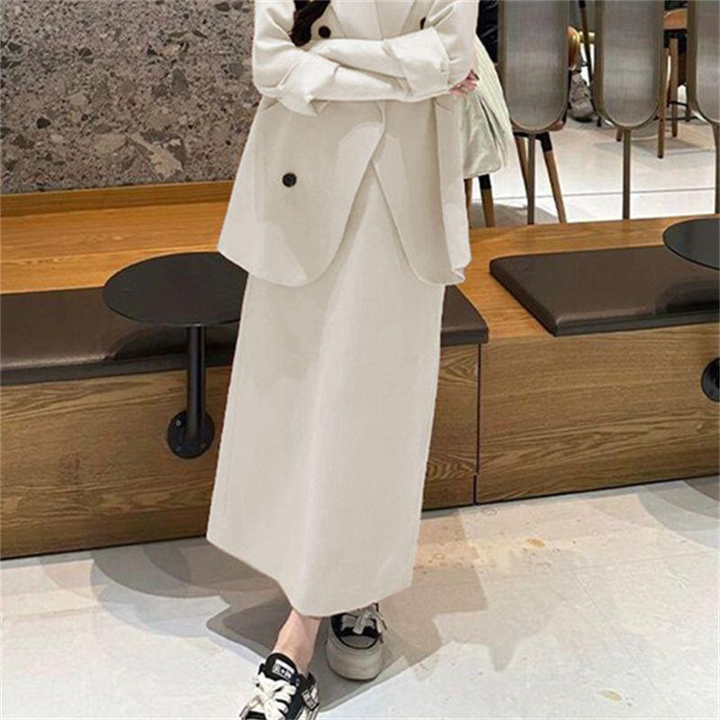 Elegantes Damen-Frühlings-/Herbst-Pendler-Anzugset - Modischer Blazer und Rock mit hochwertigem Flair 3XL black