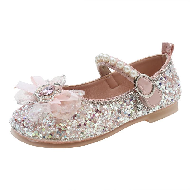 Zapatos NiñaGirl Shoes Trendy Child Leather Shoe Water Diamond Princess Shoe Bow Mary Jane Shoes Fashion Kid Shoes Lolita Shoe