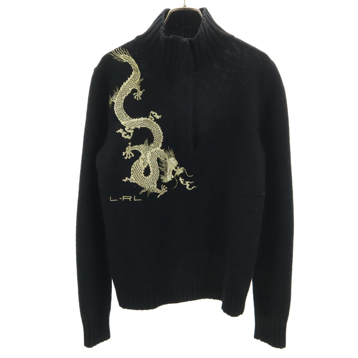 

LAUREN RALPH LAUREN Long sleeve half button sweater S Knitted Dragon Women Used