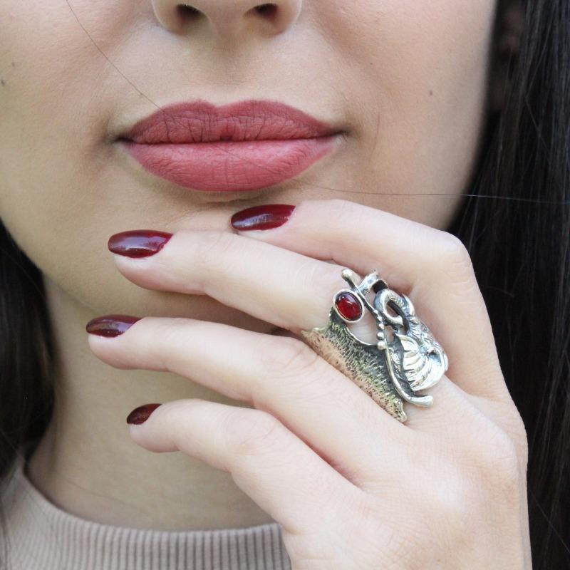 Vintage Color Hand Carved Elephant Ring For Women Girl Statement Design Finger Rings Charm Female Jewelry Party Gifts