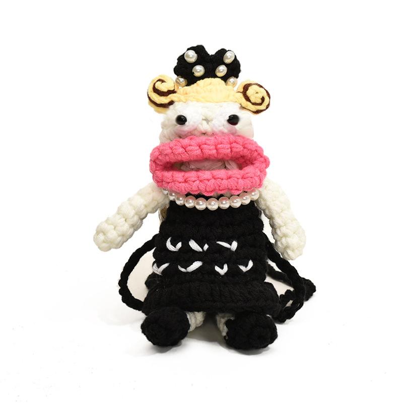 

Вязаная Сосиска Очаровательная Кукла-Рот Кошелек Идеально Подходит Для Детей С Узорами Мультяшный чёрный