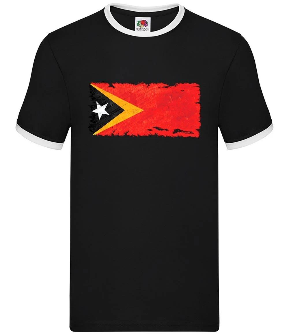 East Timor Grunge Style Flag - Mens Ringer - Timor-Leste Dili Asia Country XS