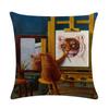 Lovely Animal Oil Painting Pillowcase Flax Cushion Leaning On Household Sofa Adornment Cushion Leaning On Covers