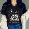 Fashion Cute Raccoon Tshirts Its Called Trash Can Funny Animal Tees New VNeck Ladies Tops Vintage Raccoon Womens Clothing