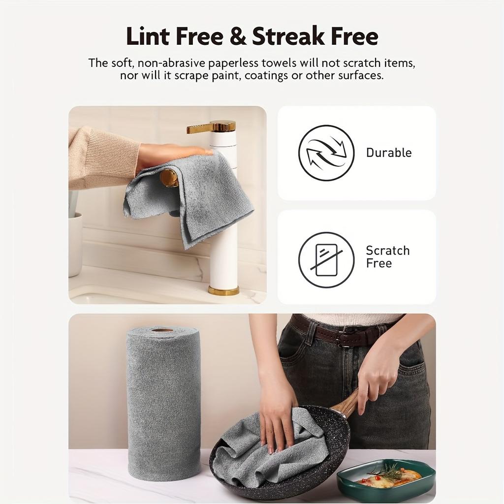 Reusable Microfiber Cleaning Cloths Rolls Household Kitchen Cloth Towel Roll Rag Multi-functional Washable Car Cleaning Cloth