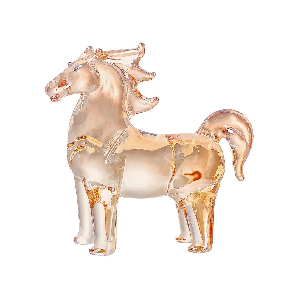 Colorful Decorative Crystal Horse Statue Glass Animal Sculpture  Office Decoration