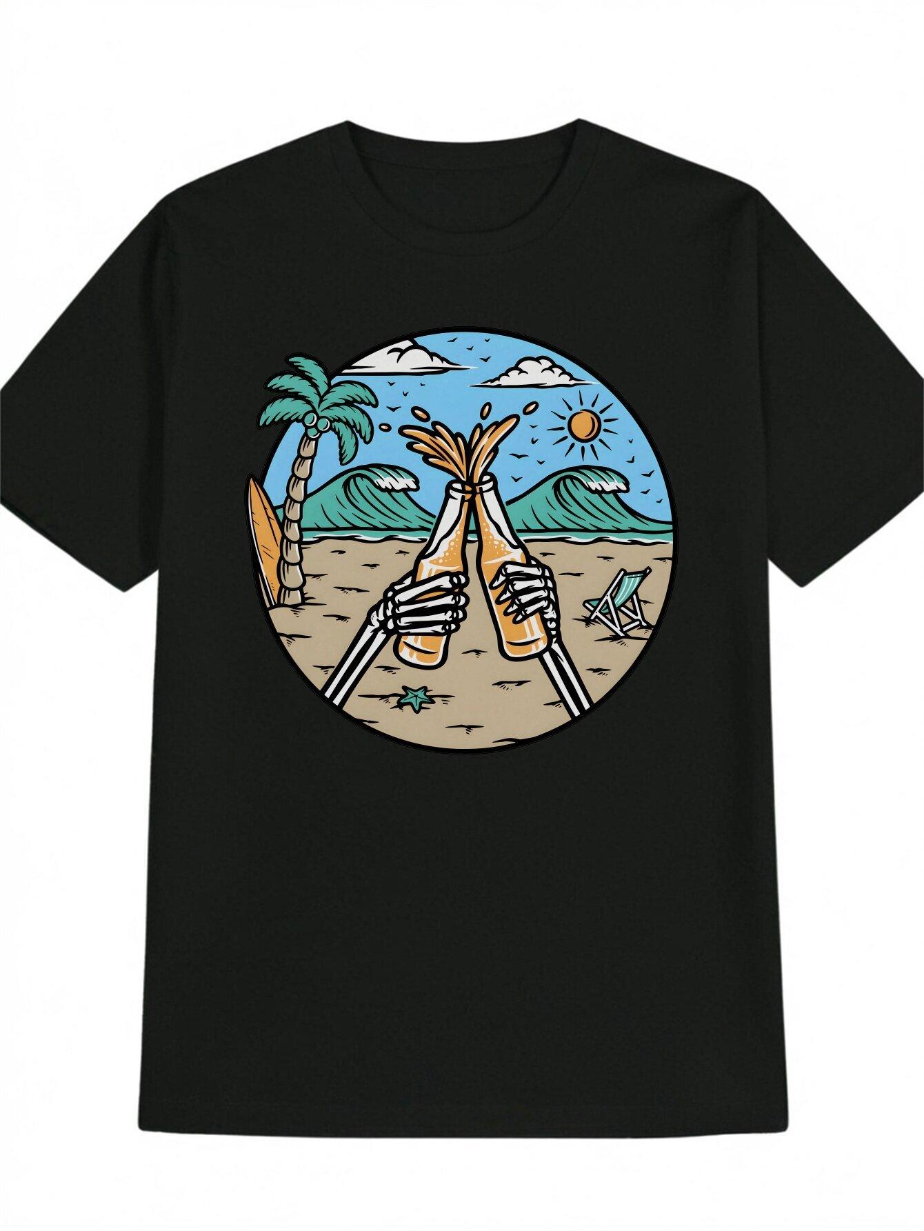 Funny Fashion Summer Short-Sleeve Black T-shirt with Retro Black Humor S