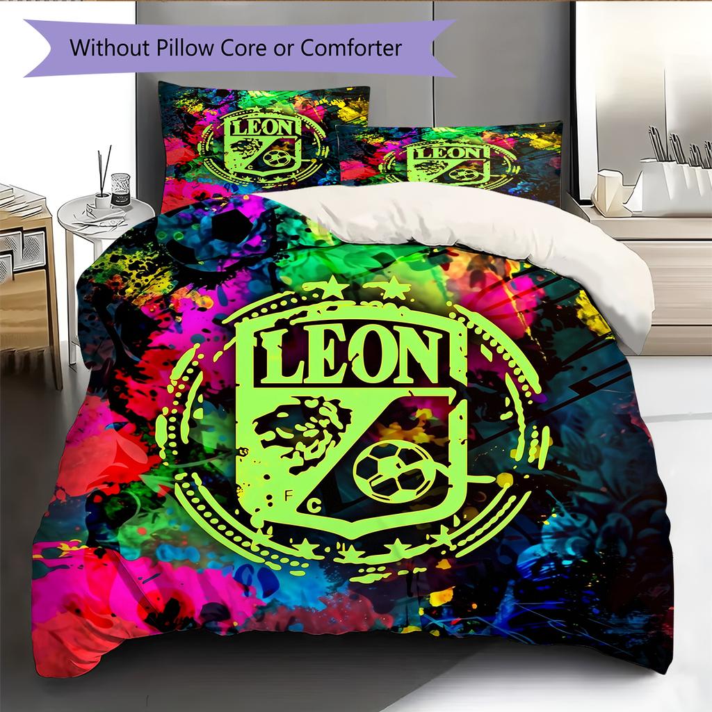 Leon FC Pattern Bedding Home Decoration Birthday Gift (1 * Duvet Cover + 2 * Pillowcase, Without Core)