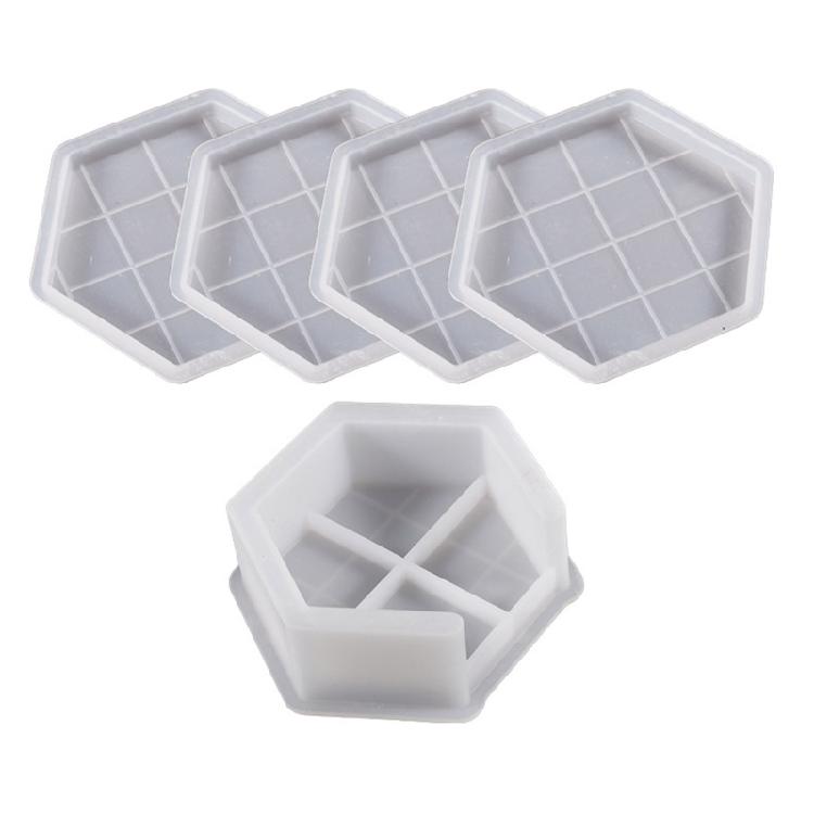 1/5Pieces Round Octagon Epoxy Casting Mould Resin Tray Coaster Mould Kit DIY