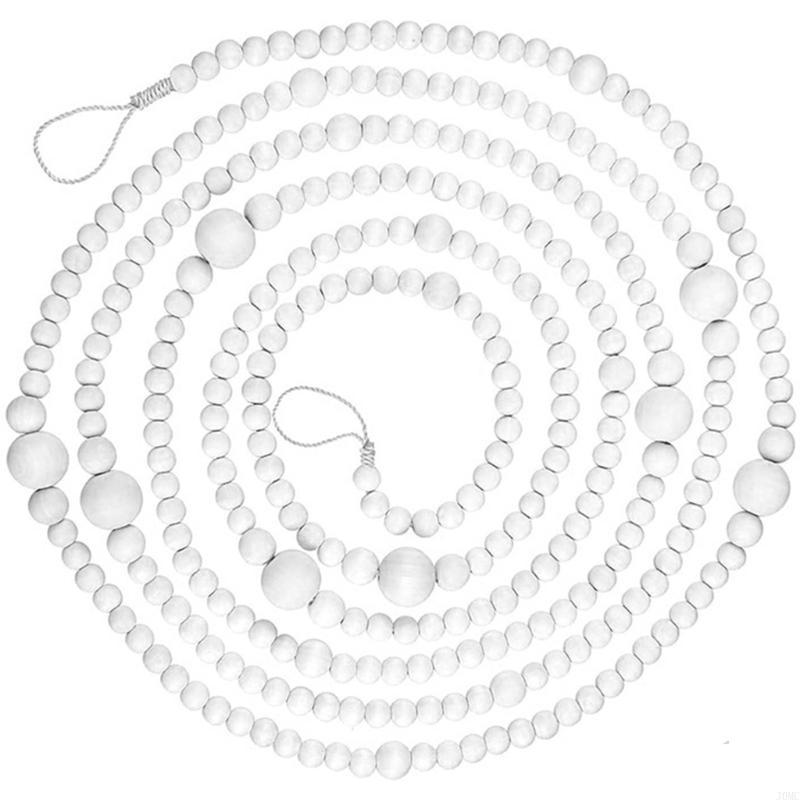Natural Wooden Bead Strands For Christmas Tree Decors And Gift Wrapping Accent J0MC