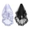 Yousheng Lace Veil Short Face Covering Retro Style Halloween Head Accessory with Exquisite Lace Binding Comb Veil for Gothic Bridal Lolita
