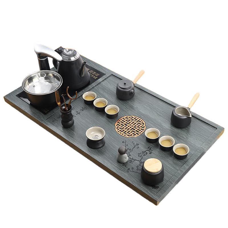 Qianxing Natural Wood Grain Stone Automatic Tea Set
