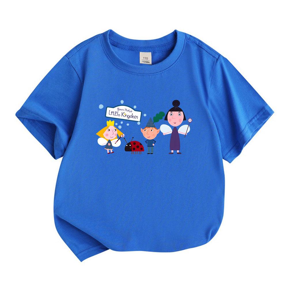 Kids Unisex 100% Cotton Crew Neck Short Sleeve T-Shirt, Cute Cartoon Fairy Dwarf Ladybug Printed Casual Soft Tee for Boys and Girls Daily Wear