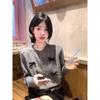 Kumikumi Sweet Style Three-Dimensional Bows Knitting Cardigan Women's Clothes Autumn Youthful-Looking Loose Gray Coat Tops