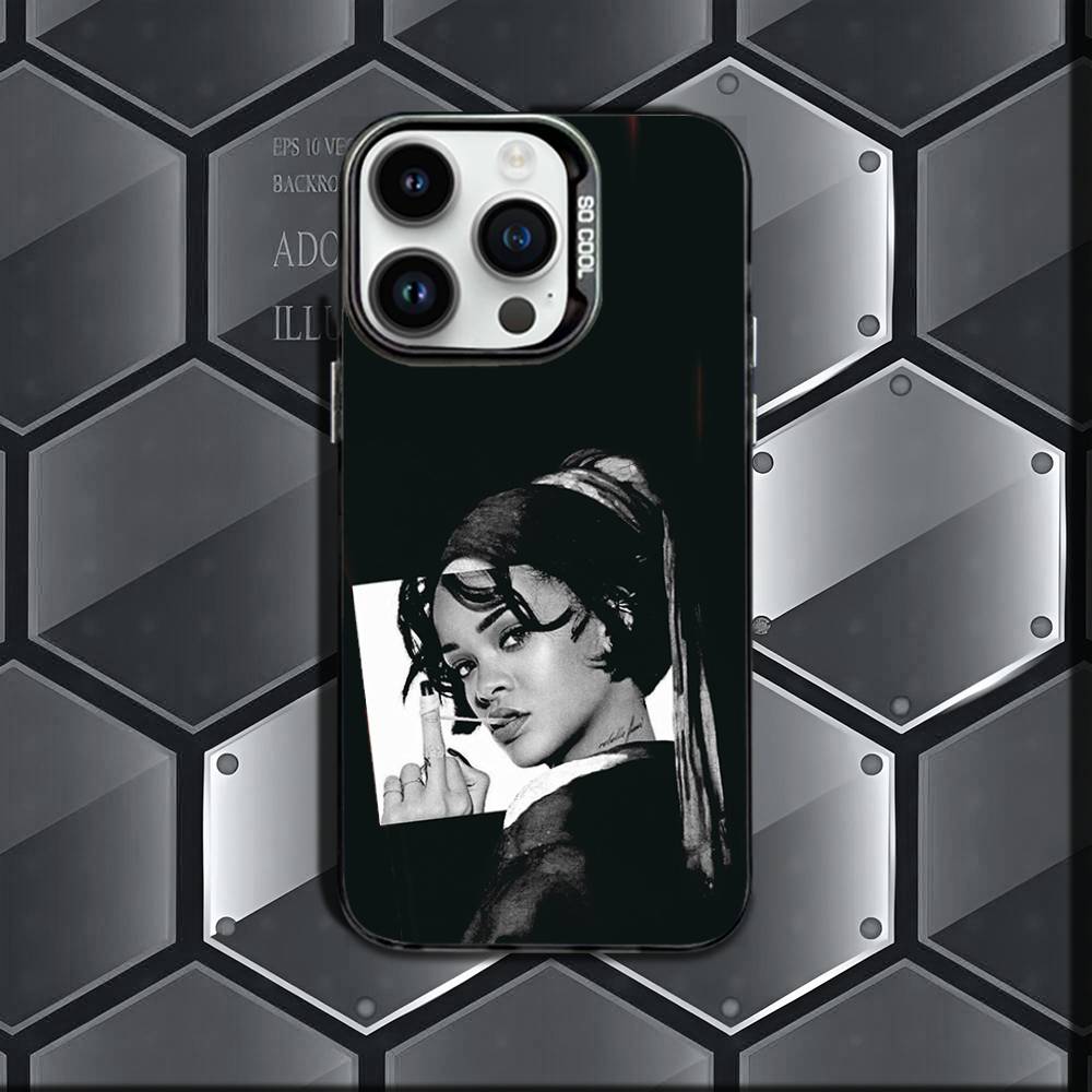 New Singer R-Rihannas Phone Case For iPhone 17,16e,16,ProMax,15,14,Plus,13,12,Mini,11,Pro Matte Colored Silver Luxury Cover