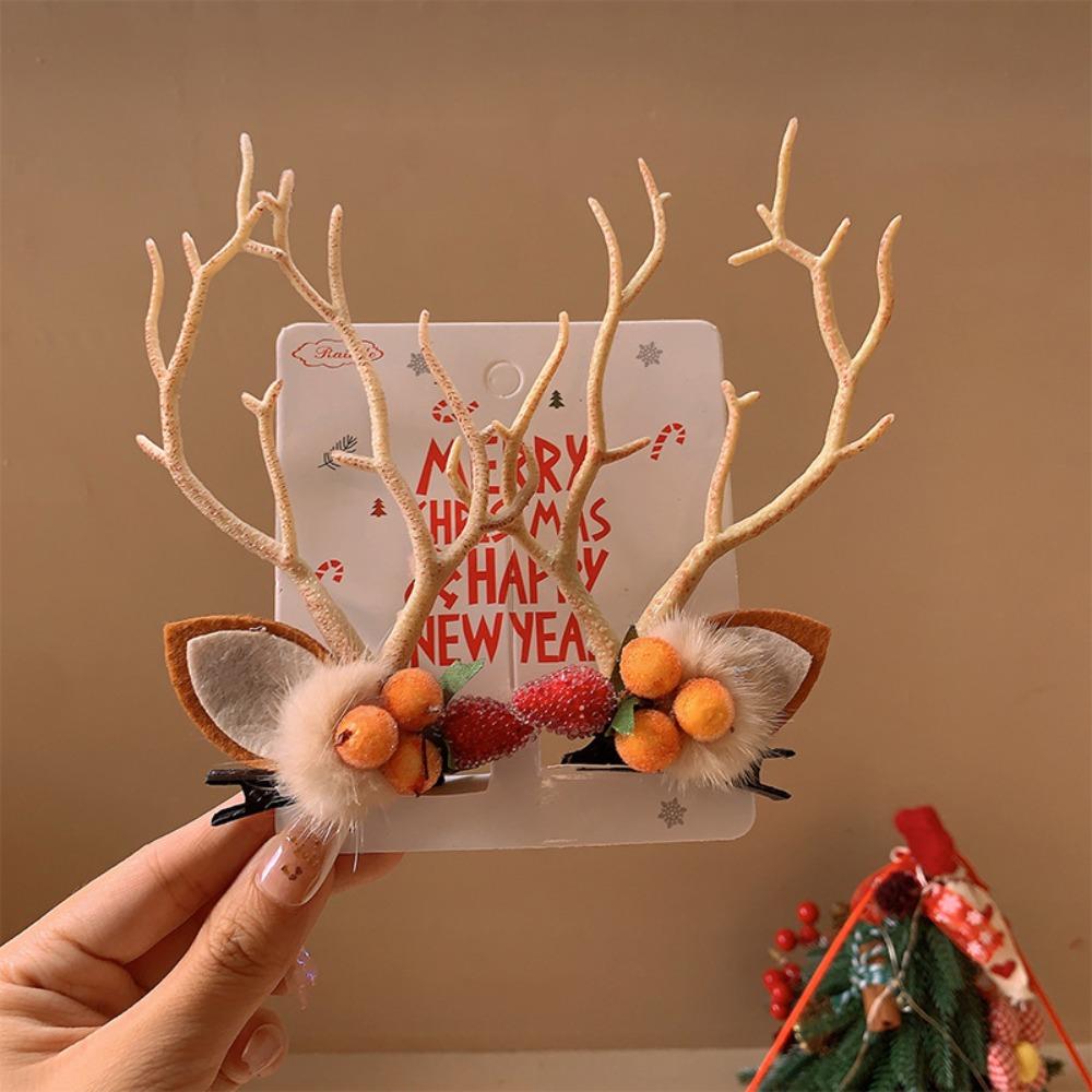 Barrette à cheveux en résine bois d'élan Créative Barrette de Noël Kawali Clip Renne de Noël Quotidien