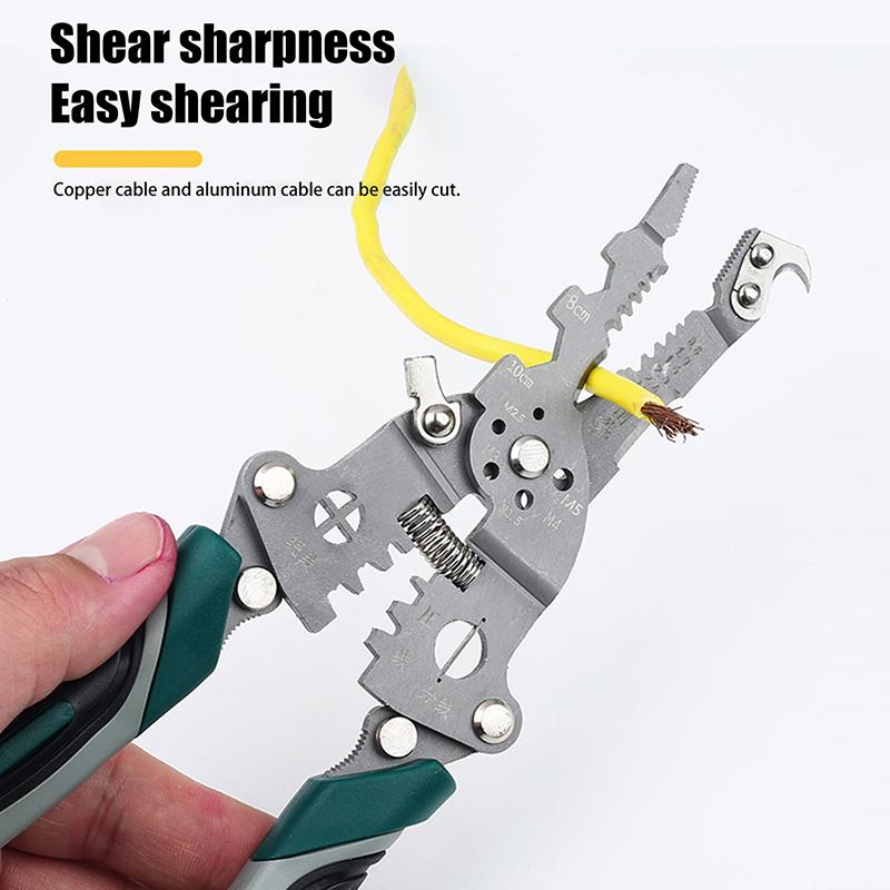 1Pcs Foldable Wire Stripper Multi-Function Pulley Tool For Crimping Splitting Winding Ideal For Electricians