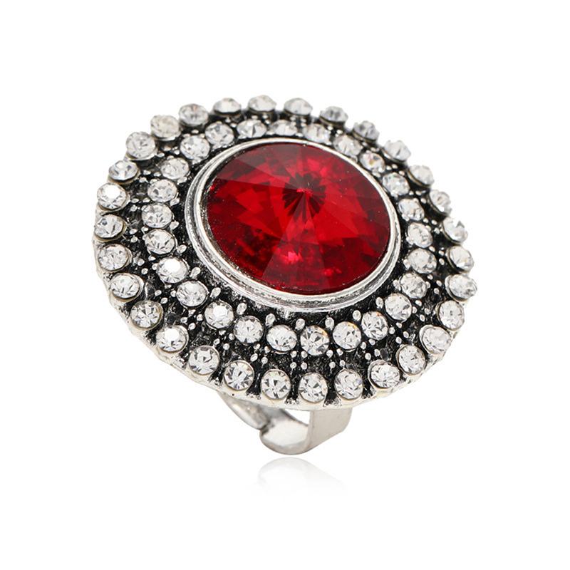 Unique Boho Stone Ring Big Round Rings For Women Vintage Female Wedding Party Jewelry Birthday Gift