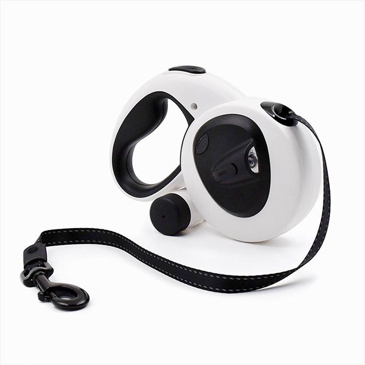 Lightweight Retractable Dog Leash One-Handed Operation Outdoor Night Walking with LED Light & Waste Bag Dispenser