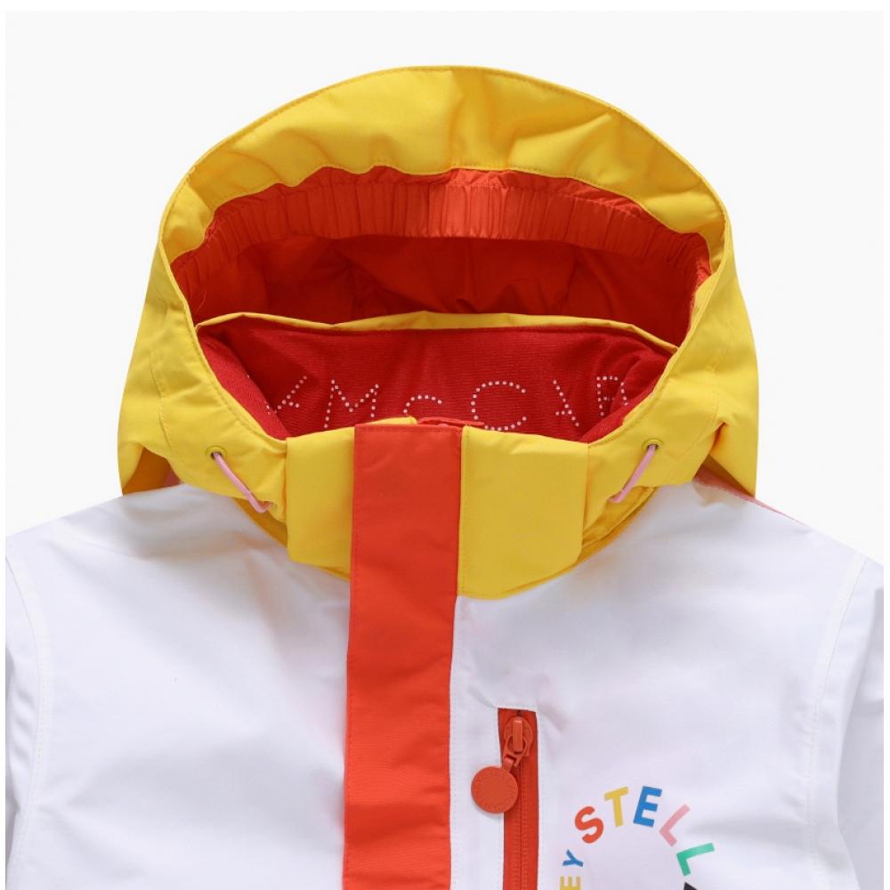 Stella Mccartney Tt2a20 Z0432 999 Color Block Round Logo Hooded Ski Kids Jacket