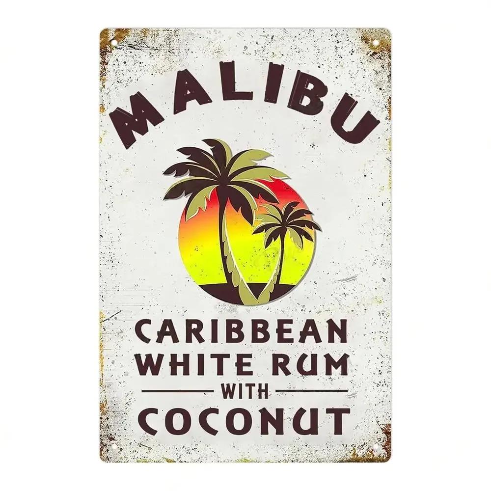 Ρετρό Μάρκα Μπύρας MALIBU Κρασί Μεταλλική Αφίσα Πλάκα Ουίσκι Vintage Μεταλλική Πινακίδα Τοίχου Για Pub Club Bar Ανδρική Σπηλιά Διακοσμητικές Πλάκες De