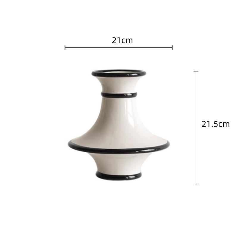 

Ceramic Vase Geometric Black and White Stripes Flower Vase Floral Arrangement Accessories Home Decoration Accessories