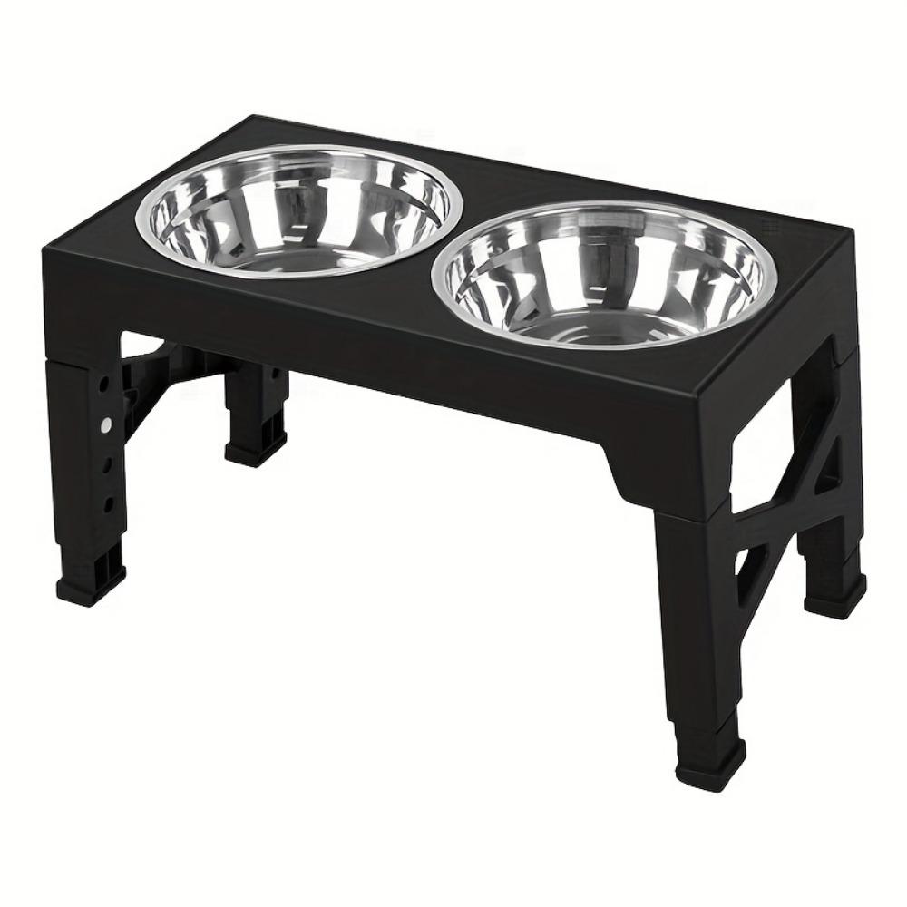 

Регулируемая подставка для мисок для собак - 5-уровневая приподнятая кормушка с 2 мисками из нержавеющей стали для улучшения пищеварения и осанки чёрный