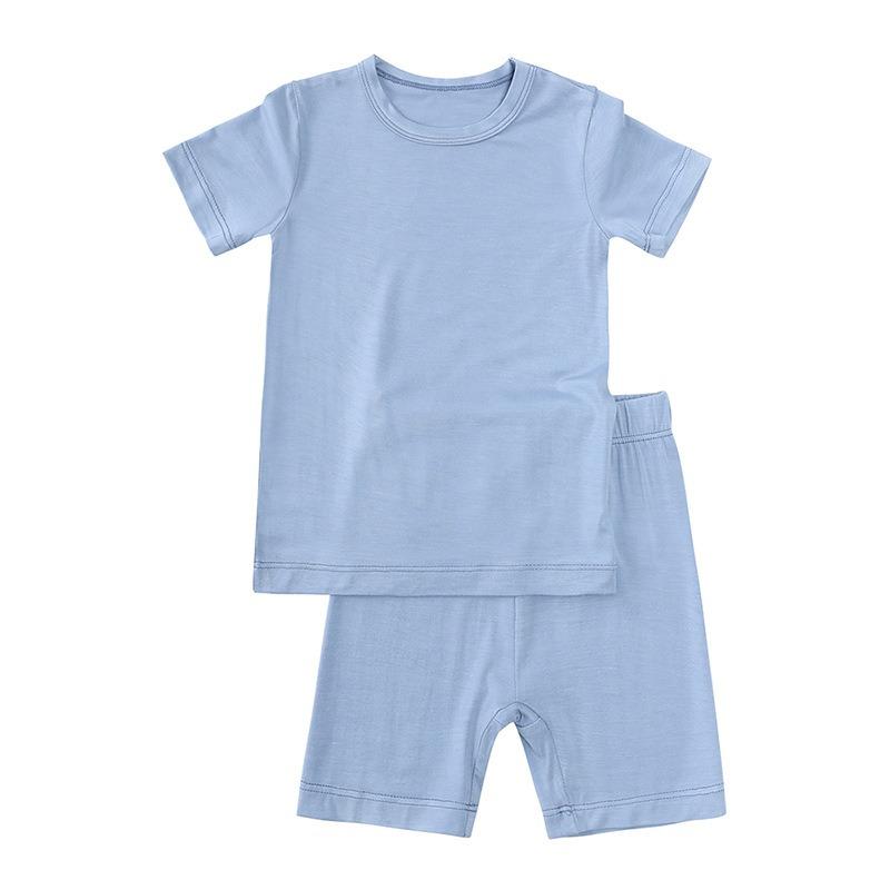 Bamboo Fiber Kids Boys Girls Clothes Set Breathable Pajamas Short Sleeve Top+Shorts Baby Loungewear Children's Sleepwear