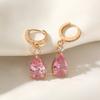Simple Pink Water Drops Dangle Earrings for Women Zirconia Earring Jewelry Wedding Party Accessories