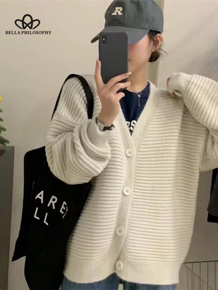 Dámské módní kardigany na podzim a zimu ležérní dlouhé pletené kardigany dámský svetr kabátek kardigany s výstřihem do V Dámské oblečení