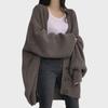 Korean Chic V-Neck Lantern Sleeve Knit Cardigan Sweater Coat