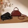 Genuine Leather 2025 Trendy Retro Small Square Bag All-matching Single-shoulder Cross-shoulder Handbag Popular Bowling Women
